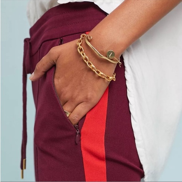 Anthropologie The Essential Slim Wine Red Striped Trouser Pants Size 10 - Picture 3 of 16